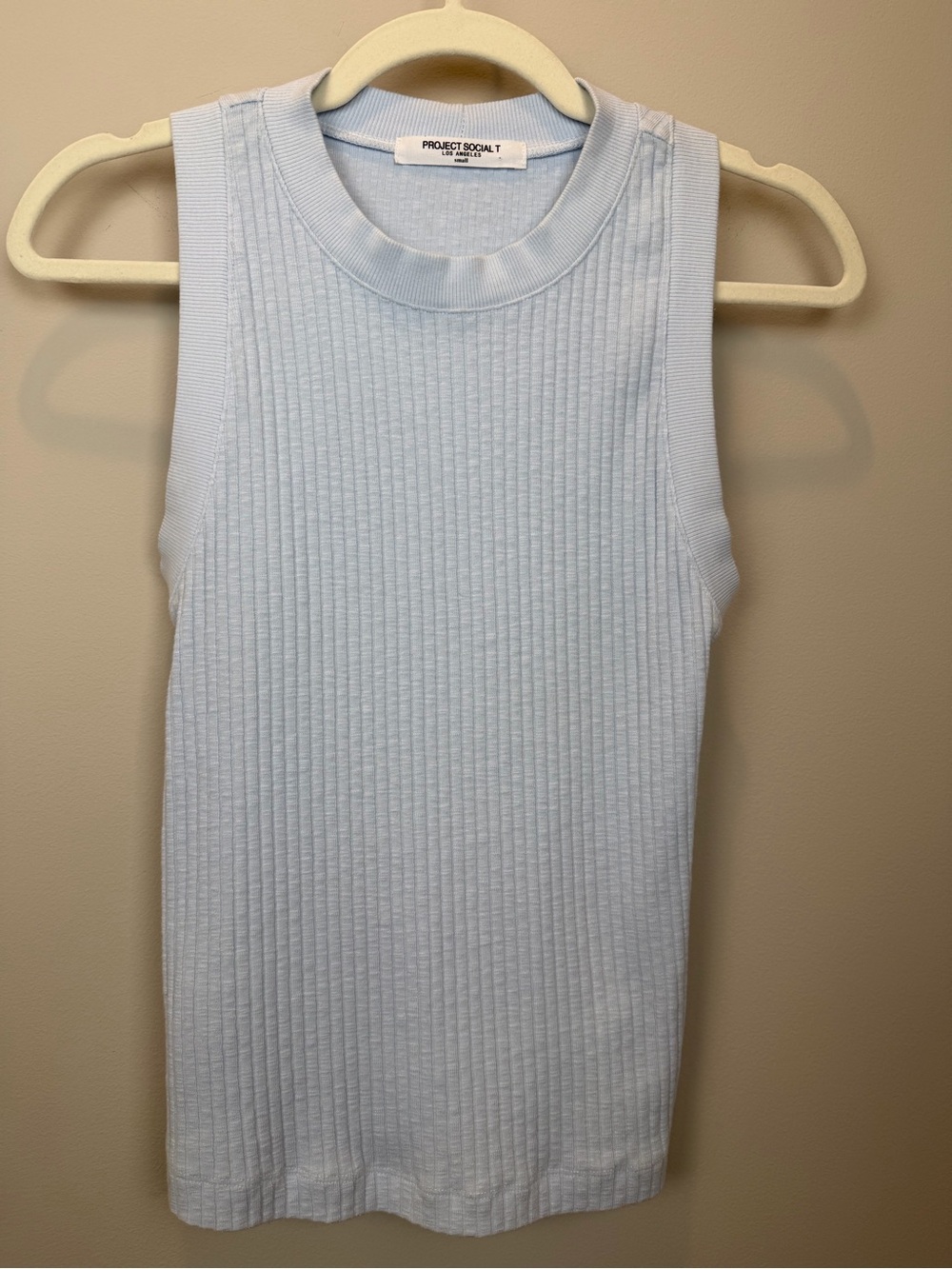 Project Social T Light Blue Ribbed Tank Top Size Small – Sleeveless